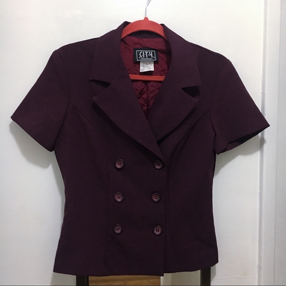 🌹Vintage City Triangles Short Sleeve Blazer Top